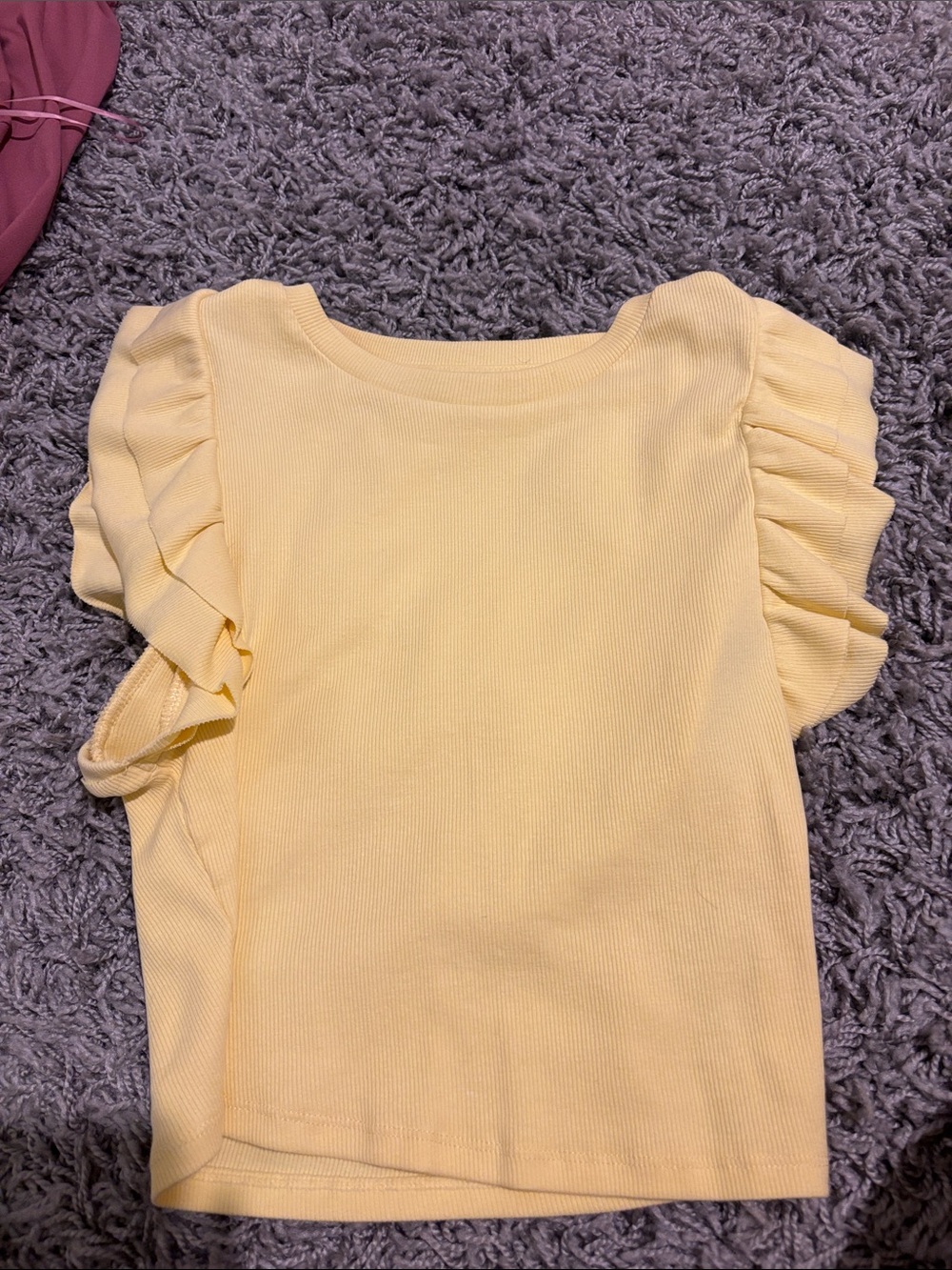 Womans Yellow Ruffle Sleeve Top